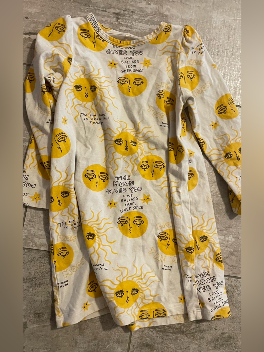 Mini Rodini White and Yellow Sun Motif Long Sleeve Top